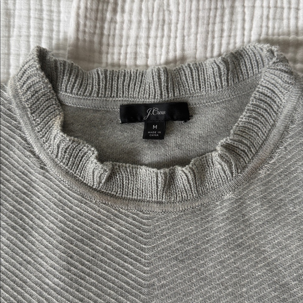 J Crew Gray Ruffleneck Sweater - Picture 5 of 6